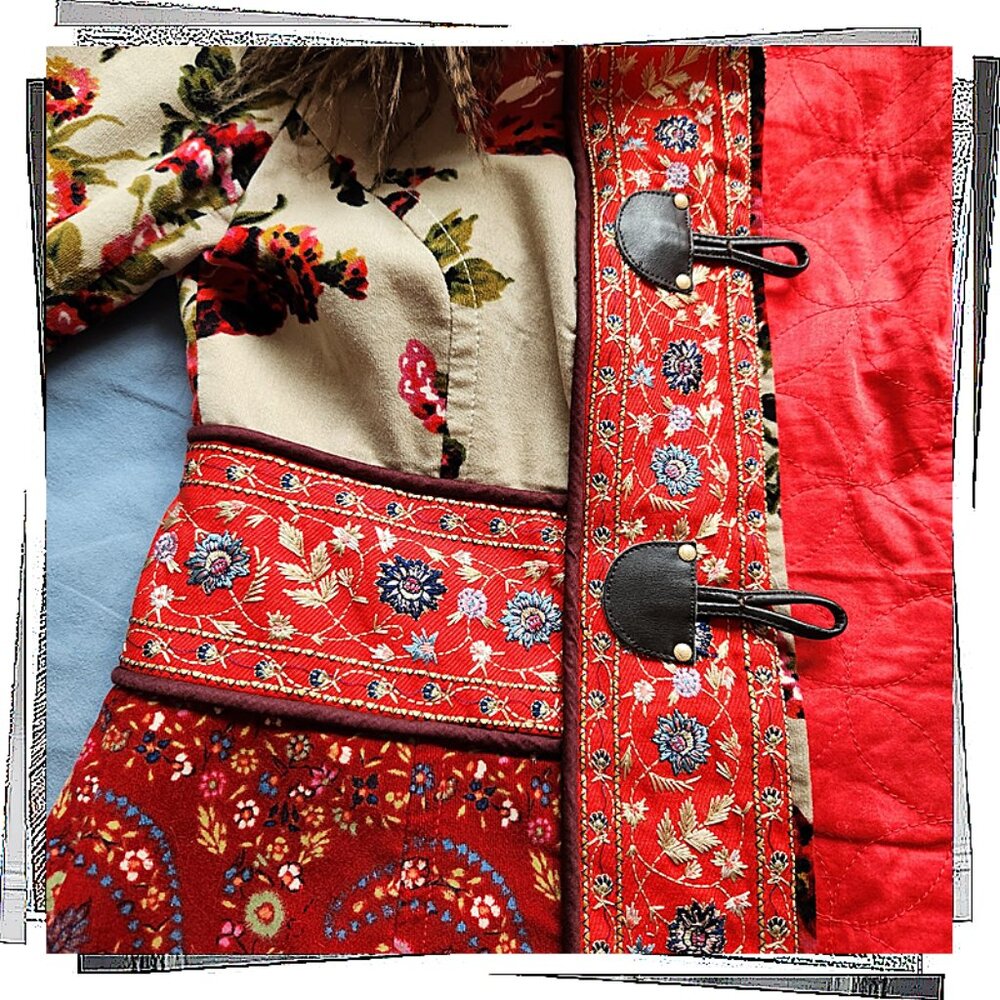 Vintage 2010  Rare Karelia Velvet Embroidered Red Coat / Jacket (4) by Elevenses - Picture 10 of 16